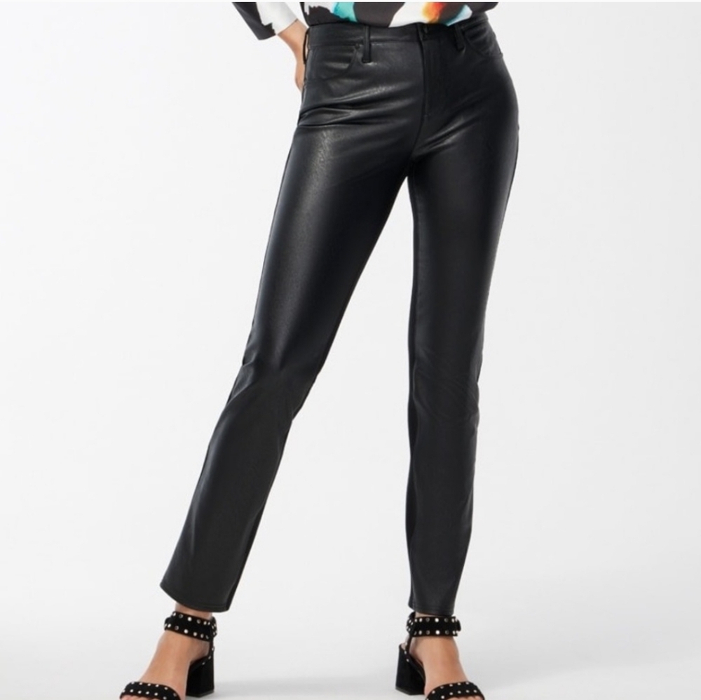 Chico's Pants Black Faux Leather Front / Ponte Knit Back Slim Leg |US14 🆕️